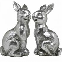 Artikel Decoratieve konijn zittend Paasdecoratie zilver vintage H13cm 2 st.