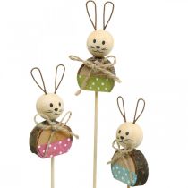 Artikel Bunny bloem stok hout roest decoratie Paashaas op stok 8cm 9st