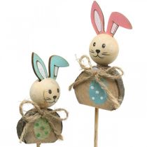 Artikel Paashaas hout, bloemenplug Pasen, konijnenplug 8cm 8st