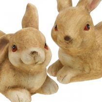 Paashaas liggend bruin keramiek konijn paar decoratieve figuur 15.5cm 2st