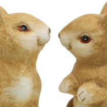 Bunny zittend, keramiek decoratie, Pasen, paar konijntjes bruin H15cm set van 2