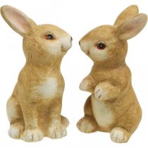 Artikel Bunny zittend, keramiek decoratie, Pasen, paar konijntjes bruin H15cm set van 2