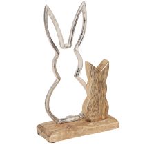 Artikel Decoratief Konijn Metaal &amp; Hout – Modern Paasfiguur in natuurlijk design 22cm 2 st.