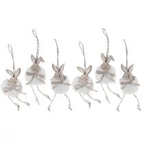 Artikel Konijntjes decoratieve houten konijntjes om op te hangen naturel wit 5cm×12cm 6st
