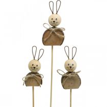 Artikel Bunny bloem stok hout roest Paashaas decoratie natuur 8cm 8st