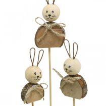 Artikel Bunny bloem stok hout roest Paashaas decoratie natuur 8cm 8st