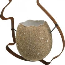 Konijnendecoratie om op te hangen, metalen konijn met ei, eierschaal voor opplant patina 3 stuks