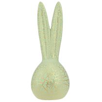Artikel Konijnenkop Paashaas decoratie mintgroen goud craquelé H28cm