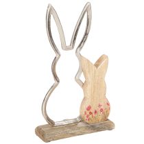 Artikel Konijn moeder met kind konijn decoratie natuurlijk zilver 26,5cm