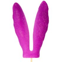 Artikel Paasdecoratie met konijnenoortjes op een stokje, versierd met fluweel, ook te gebruiken als sfeervolle bloemprikkers (31 cm, 4 stuks).