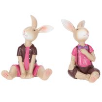Artikel Set van 4 paashaasjesbeeldjes, schattige tafeldecoratie voor Pasen en de lente, 9 cm.