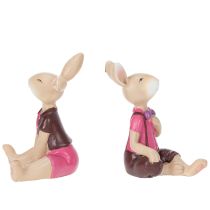 Artikel Set van 4 paashaasjesbeeldjes, schattige tafeldecoratie voor Pasen en de lente, 9 cm.