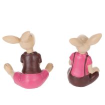 Artikel Set van 4 paashaasjesbeeldjes, schattige tafeldecoratie voor Pasen en de lente, 9 cm.