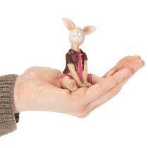 Artikel Set van 4 paashaasjesbeeldjes, schattige tafeldecoratie voor Pasen en de lente, 9 cm.