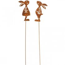 Artikel Tuindecoratie roest konijn sierplug Pasen 8×16cm 2st (1paar)