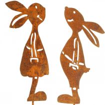 Tuindecoratie roest konijn decoratieve plug Pasen 8×16cm 2st (1 paar)
