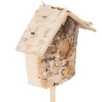 Artikel Decoratief vogelhuisje, berkenhout, 5 cm, bloemstokjes, 4 stuks