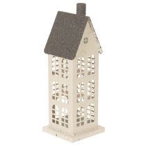 Artikel Decoratief metalen huisje met ramen en open haard, 28 cm