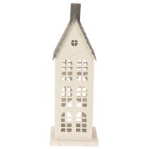Artikel Decoratief metalen huisje met ramen en open haard, 28 cm