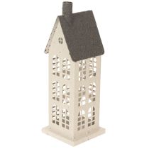 Artikel Decoratief metalen huisje met ramen en open haard, 28 cm