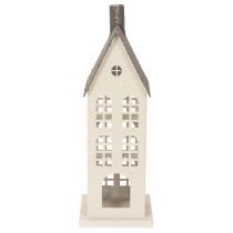 Artikel Decoratief metalen huisje met ramen en open haard, 28 cm