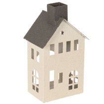 Artikel Decoratief metalen huisje met schoorsteen en raam, 24 cm