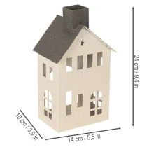 Artikel Decoratief metalen huisje met schoorsteen en raam, 24 cm