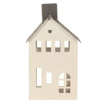 Artikel Decoratief metalen huisje met schoorsteen en raam, 24 cm