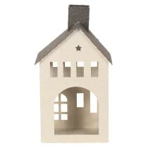 Artikel Decoratief metalen huisje met schoorsteen en raam, 24 cm