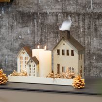 Artikel Decoratief metalen huisje met schoorsteen en raam, 24 cm