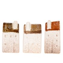 Artikel Decoratieve keramische huisjesset, miniatuurhuisjes om neer te zetten, 7 cm, 3 stuks