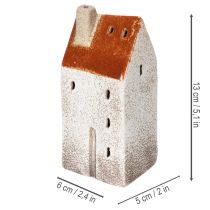 Artikel Keramische huisdecoratie met schoorsteen, theelichthuisje, herfst en winter, 13 cm, 2 stuks
