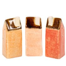 Artikel Decoratief keramisch miniatuurhuisje voor op de vensterbank, 10 cm, 3 stuks
