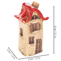 Artikel Keramische huisjes decoratieset: kleine huisjes met rood dak, 8 cm, 2 stuks