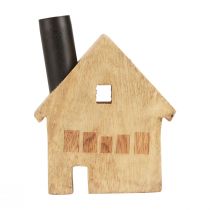 Artikel Decoratieve houten kaarsenhouder in de vorm van een huis, zwart, 10,5×3,5×13 cm