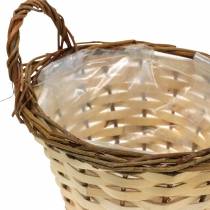 Plantenbak paasmand met handgrepen rond creme, bruin Ø15 / 18cm, set van 2