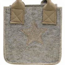Decoratieve plantenbak vilten tas kerstdecoratie beige 20/16cm set van 2