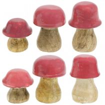 Artikel Herfstdecoratie deco paddestoelen van hout Paarse houten paddestoelen H5-7cm 6 stuks