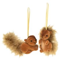 Artikel Herfstdecoratie hangende eekhoorn bruin set van 2
