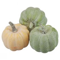 Artikel Herfstdecoratie decoratie pompoenen wit oranje, groen 7,5cm 6 st