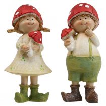 Herfst kinderen decoratieve figuren jongen en meisje paddestoel kinderen 2st