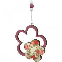 Lente hanger, vlinder hart bloem, houten decoratie met bloemenpatroon H8.5/9/7.5cm 6st