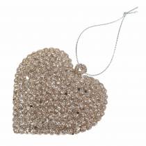 Artikel Glitterhart om champagne op te hangen 6cm x 6,5cm 12 st