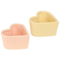 Artikel Hart Keramiek Decoratie Glanzend Oranje Geel 11×10×6cm 6 st