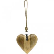 Artikel Houten hart, decoratief hart om op te hangen, hartdecoratie H19cm