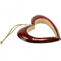 Artikel Houten hart, decoratief hart om op te hangen, hartdecoratie rood H15cm