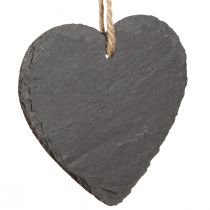 Artikel Hart van leisteen leisteen hart om op te hangen zwart 10cm 6st
