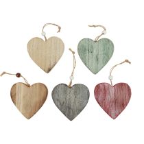 Houten harten decoratieve harten wit gekleurd vintage hout 10st