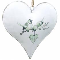 Decoratiehanger hart met vogelmotief, hartdecoratie voor Valentijnsdag, metalen hanger hartvorm 4st