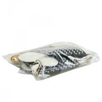 Artikel Hart Zwart Wit Metalen Decoratie om op te hangen 7,5×11cm 4 stuks